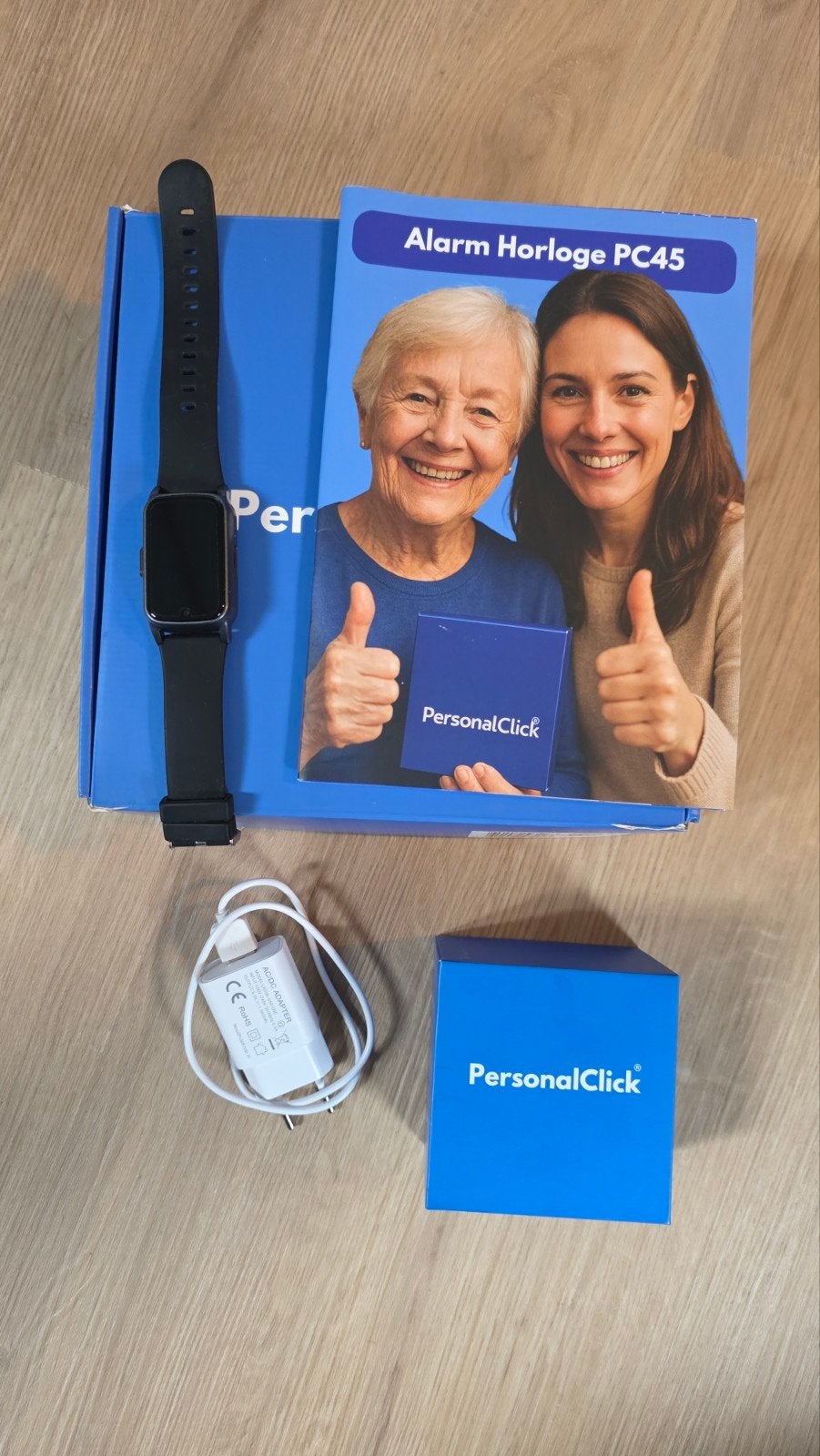 PersonalClick PC45 Alarm Horloge zgan met beschermfolie, PersonalClick, Zwart, Ophalen of Verzenden, Zo goed als nieuw