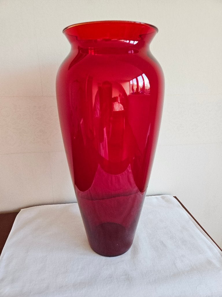 Rode vaas glas hoog, Huis en Inrichting, Woonaccessoires | Vazen, Ophalen, Minder dan 50 cm, Rood, Glas