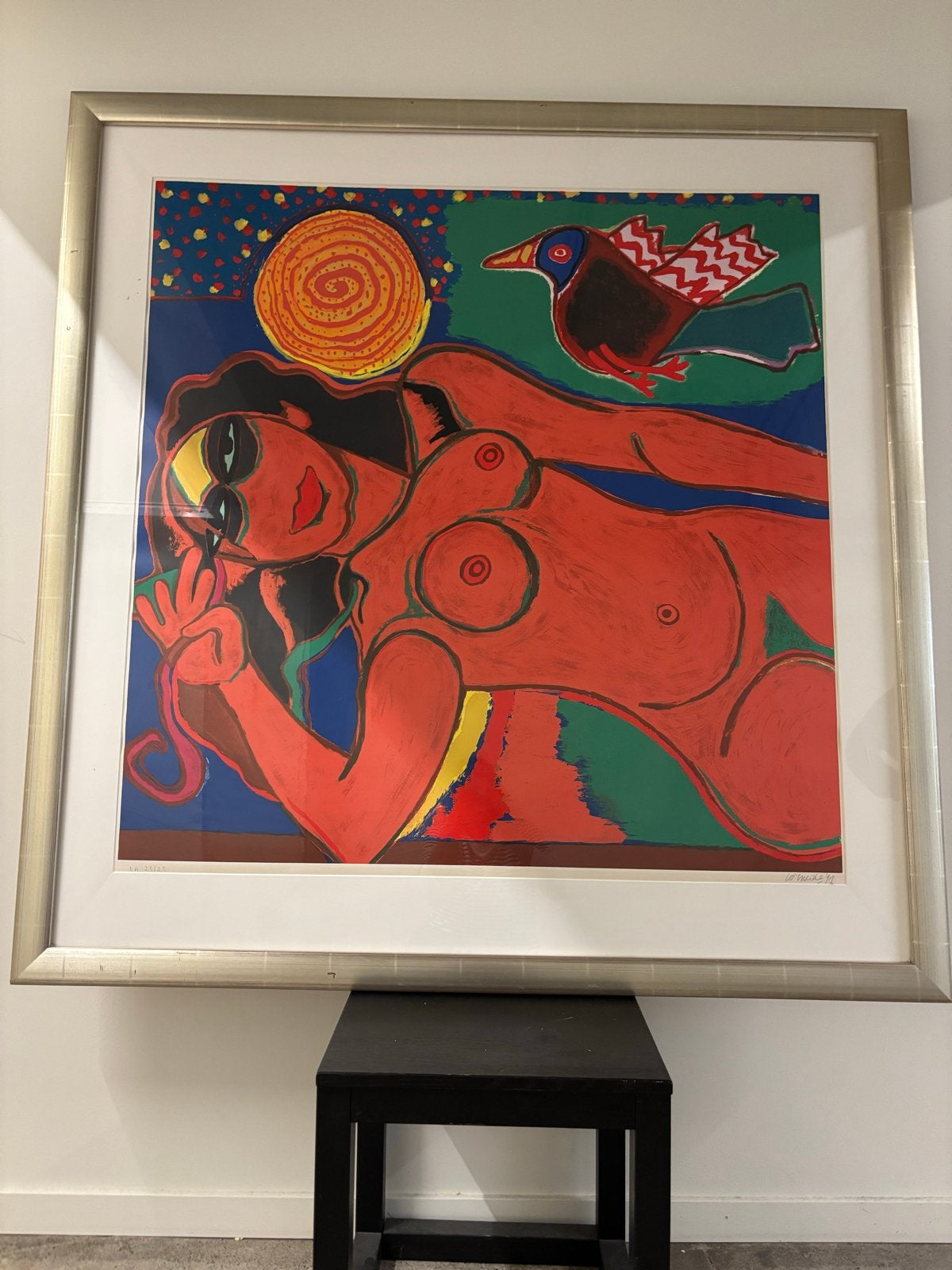 Corneille - Vrouw met vogel (E.A. 11/25), Ophalen, Figuren, Papier/karton, Zeefdruk