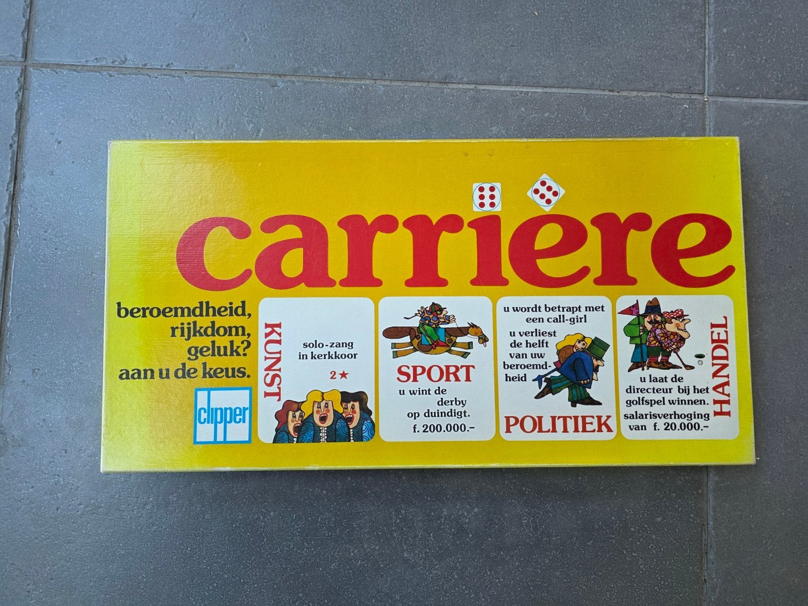 Bordspel Carrière Clipper vintage spel

Bordspel in een goed, Vijf spelers of meer, Ophalen of Verzenden, Zo goed als nieuw, Clipper