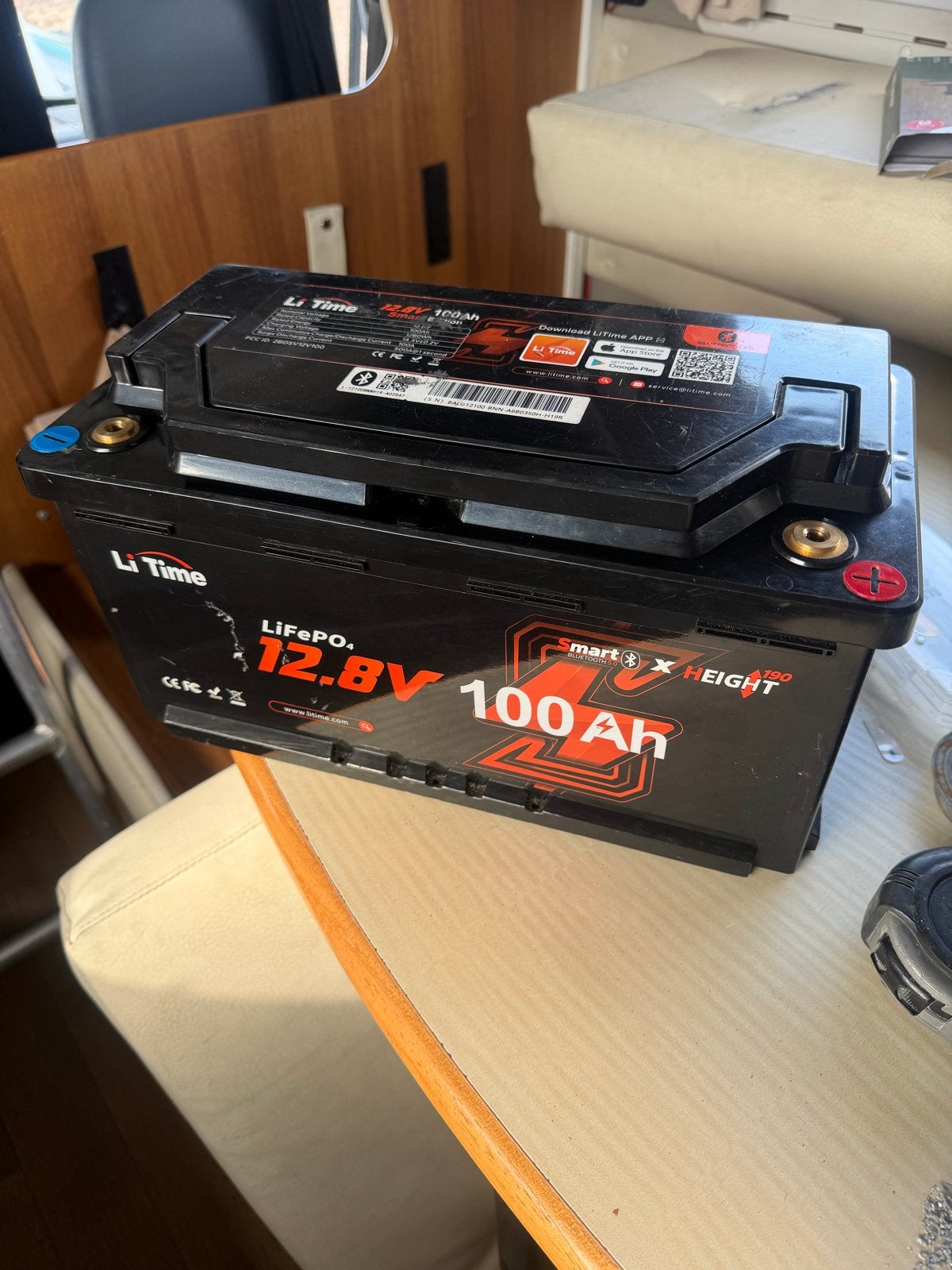 LiTime LiFePO4 Accu 12.8V 100Ah - Smart E-Liion, Ophalen of Verzenden, Gebruikt