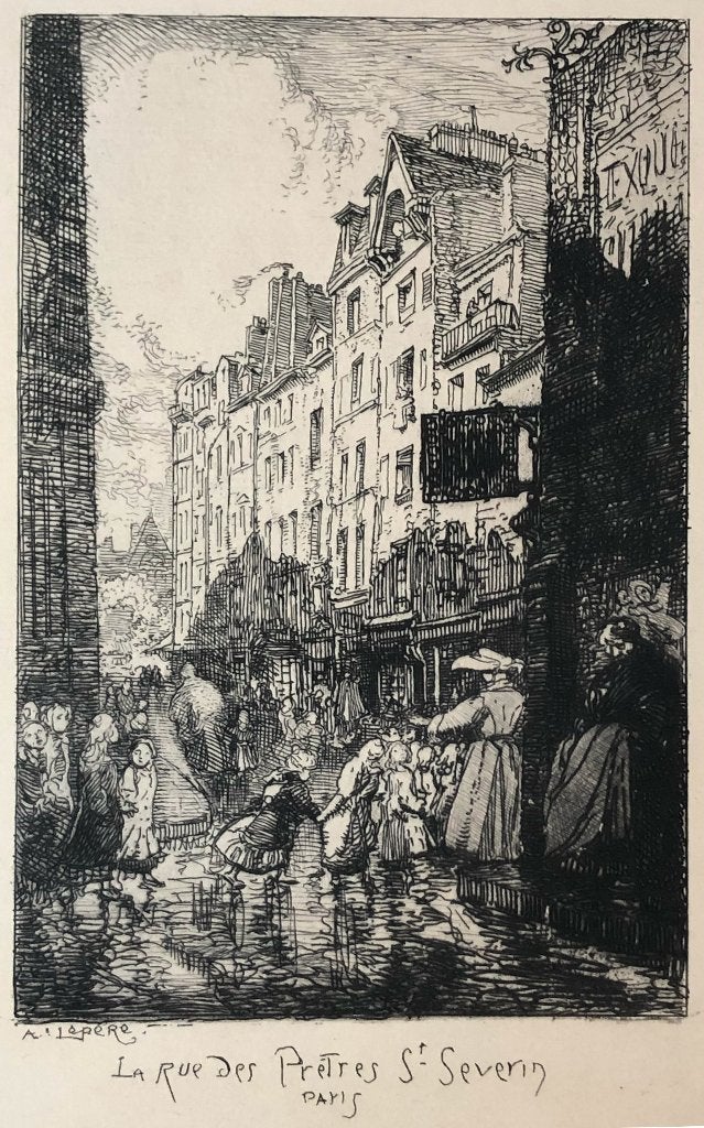 Auguste Lepère (1849-1918) Ets 'La Rue des Pretres St. Seve, Antiek en Kunst, Ophalen of Verzenden