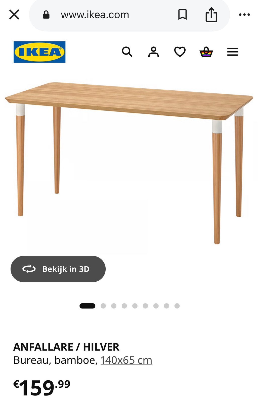 Ikea tafel, Huis en Inrichting, Bureaus, Ophalen, 65 cm, Zo goed als nieuw, IKEA