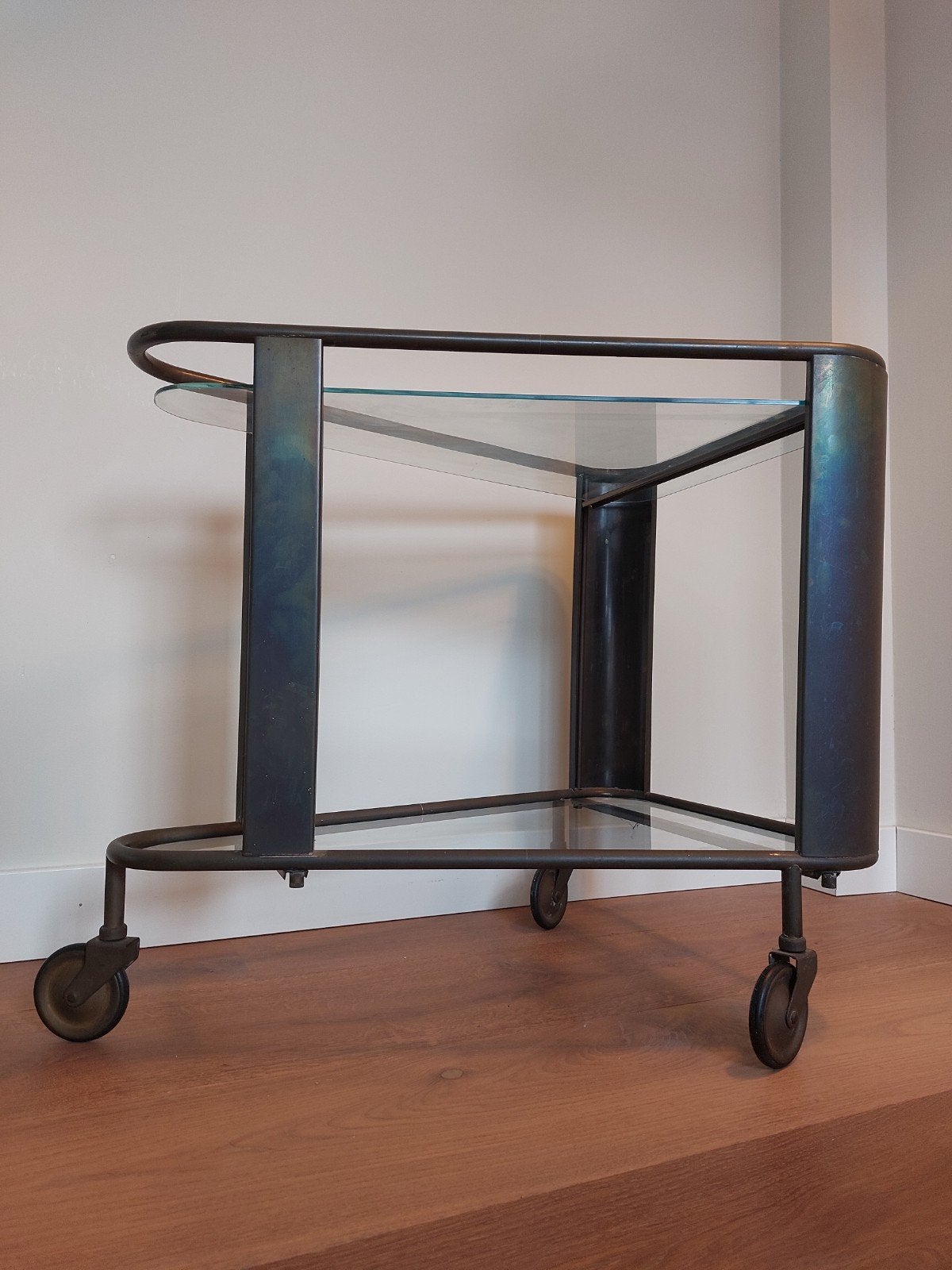 Fraaie bauhaus messing trolley / bar cart / theewagen, Ophalen