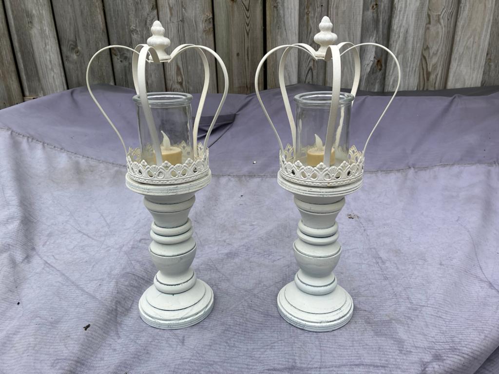 Kaarsen standaard 2x Brocant, Huis en Inrichting, Woonaccessoires | Kandelaars en Kaarsen, Ophalen of Verzenden, Minder dan 25 cm