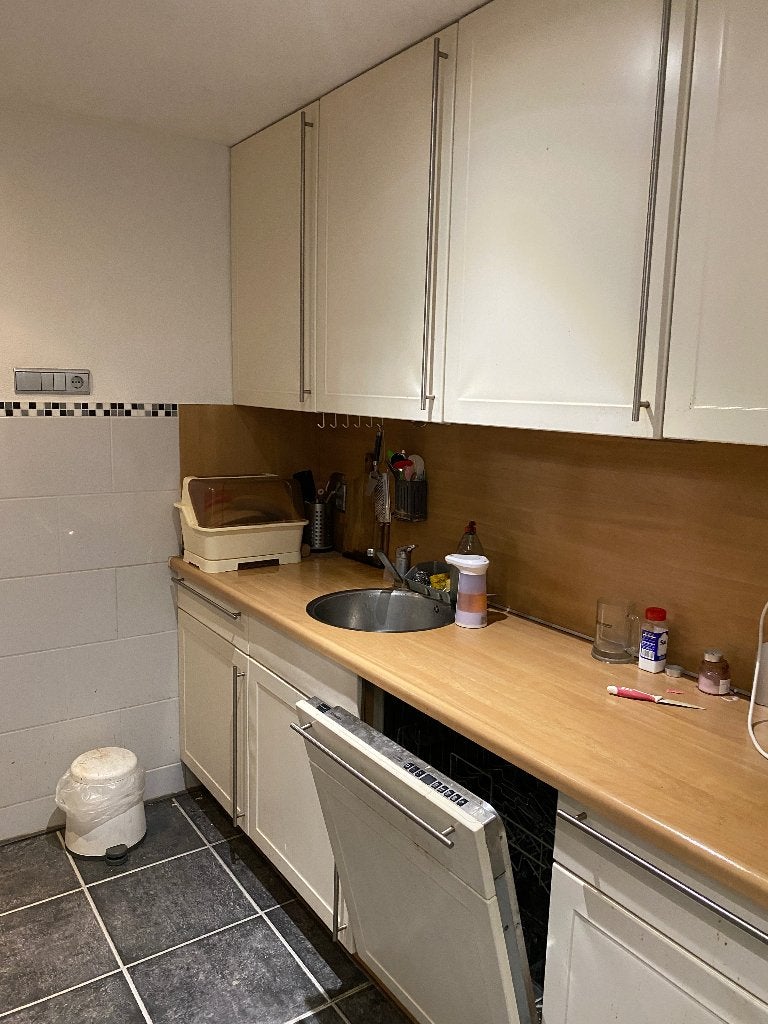 Rechte keuken (5,5 m) - Gratis af te halen op 31 aug, Ophalen, Gebruikt, Wit, Enkelwandige keuken