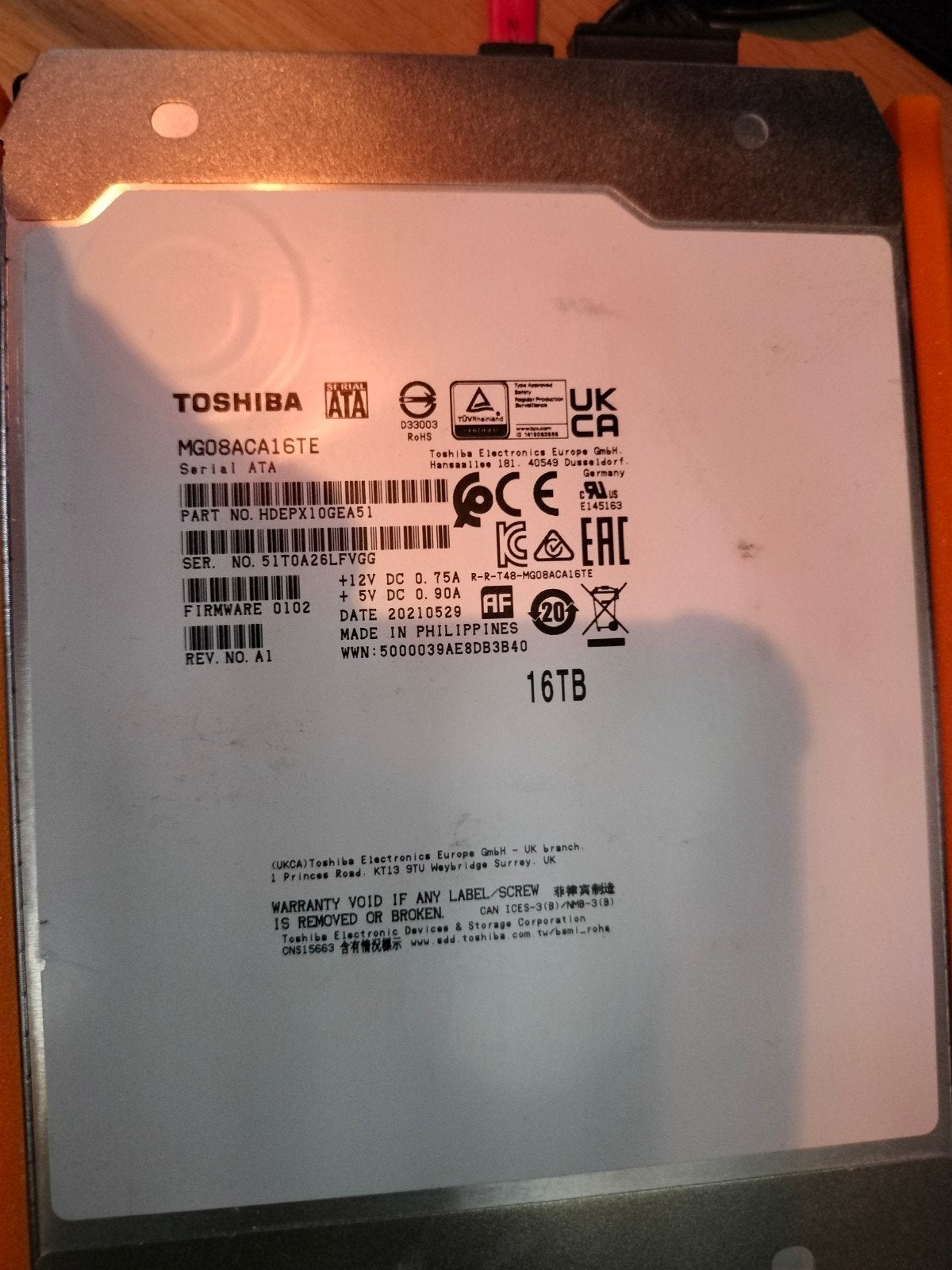 Toshiba 16tb hdd, Computers en Software, Intern, Ophalen of Verzenden, Desktop, 16tb