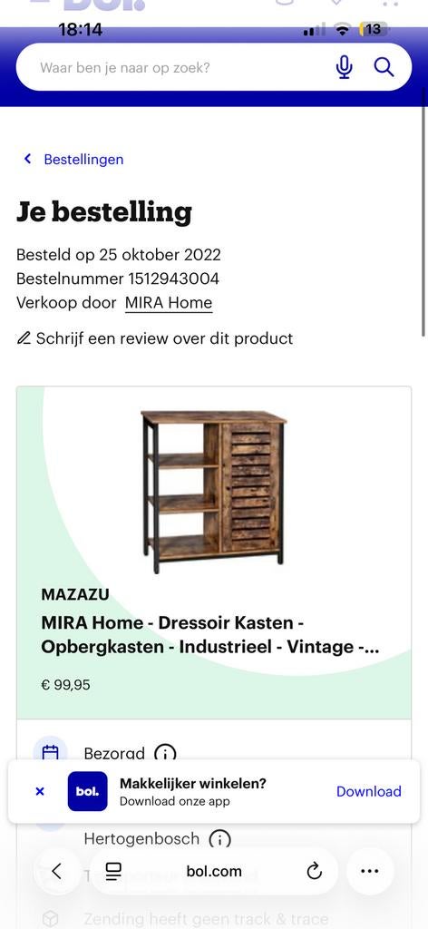MIRA Home dressoir kasten - obergkasten - industrieel, Ophalen, Zo goed als nieuw, 25 tot 50 cm