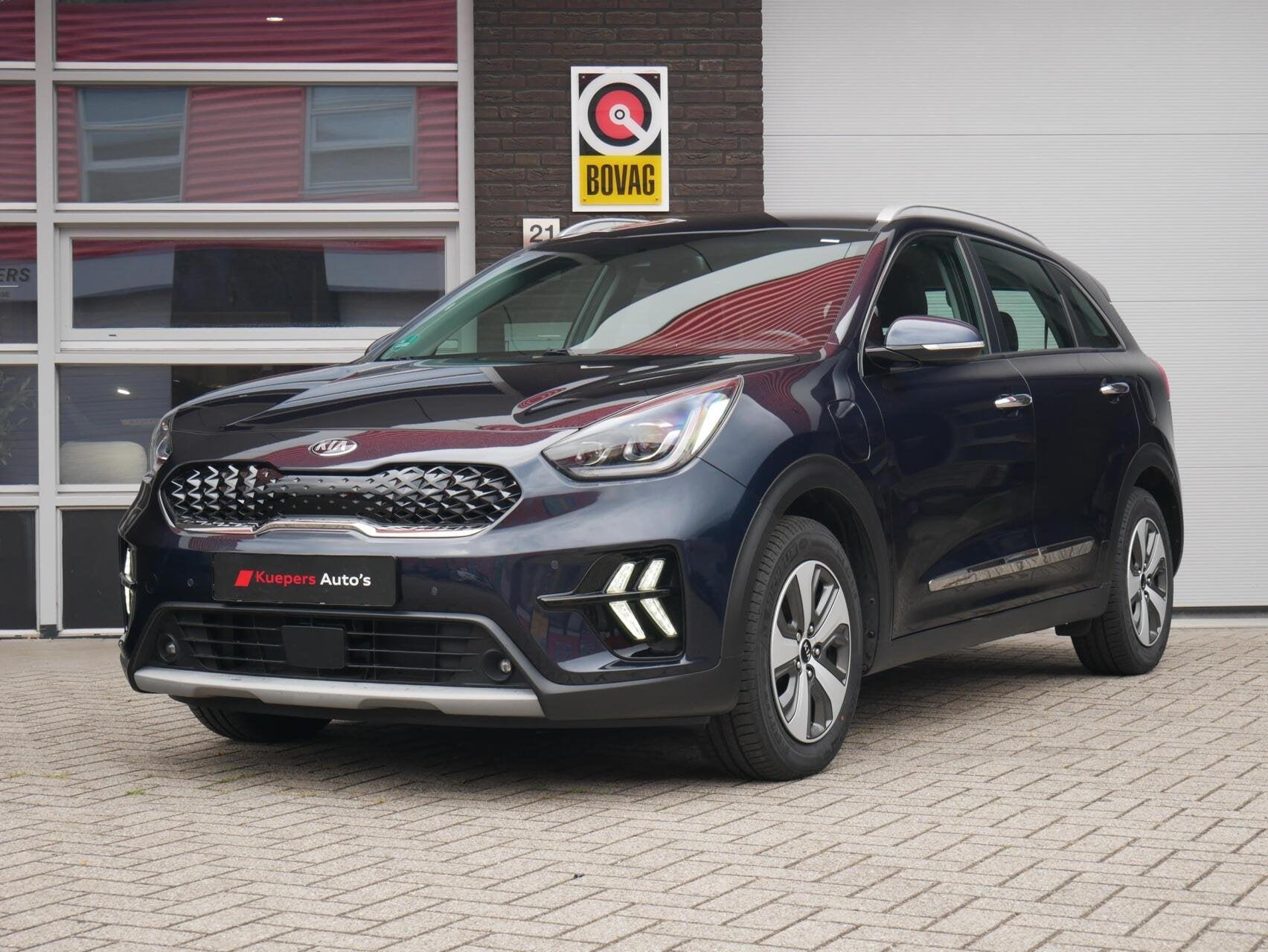Kia Niro 1.6 GDi PHEV DynamicPlusLine Camera| ACC| Leder| NA, Auto's, Gebruikt, Zwart, Leder en Stof, Plug-in hybride
