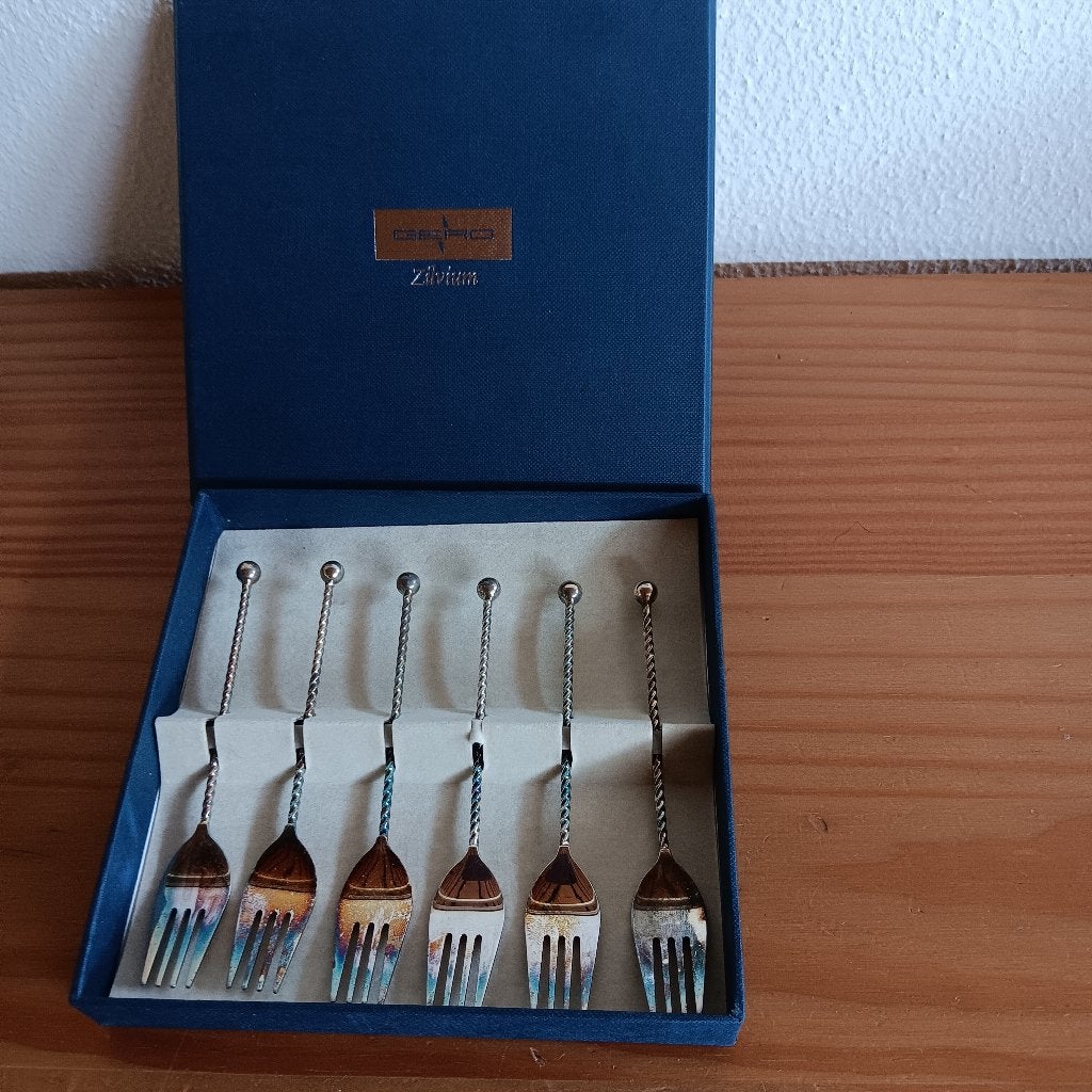 Gero Zilvium gebaksvorkjes set in originele doos, Ophalen of Verzenden, Zo goed als nieuw, Zilver