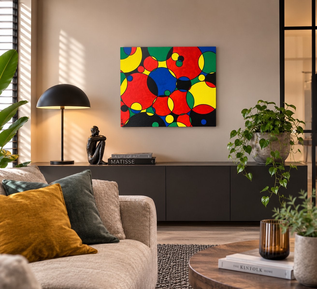 Abstract schilderij gesigneerd, Antiek en Kunst, Verzenden
