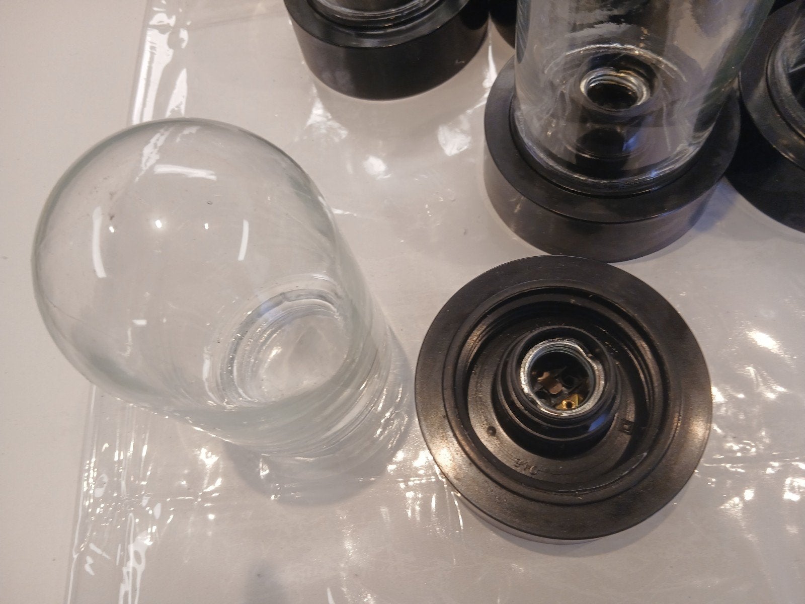 Plafondlampen met E27 fitting - Set van 6, Ophalen of Verzenden, Gebruikt, Glas