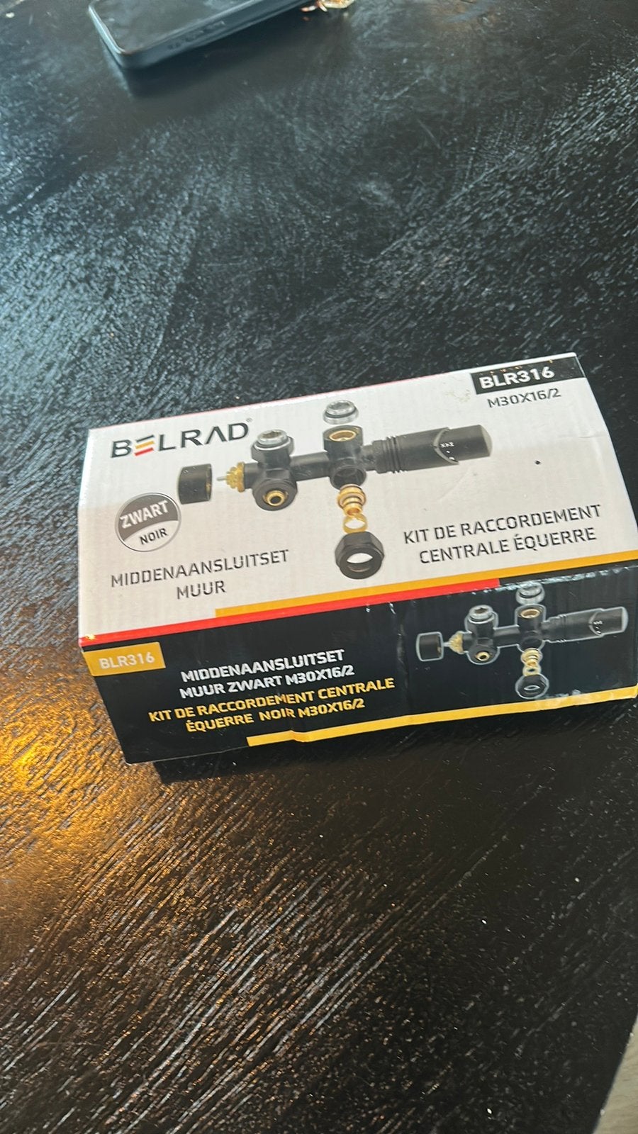 Belrad Midden aansluitset Muur Zwart M30X16/2, Ophalen of Verzenden, Zo goed als nieuw