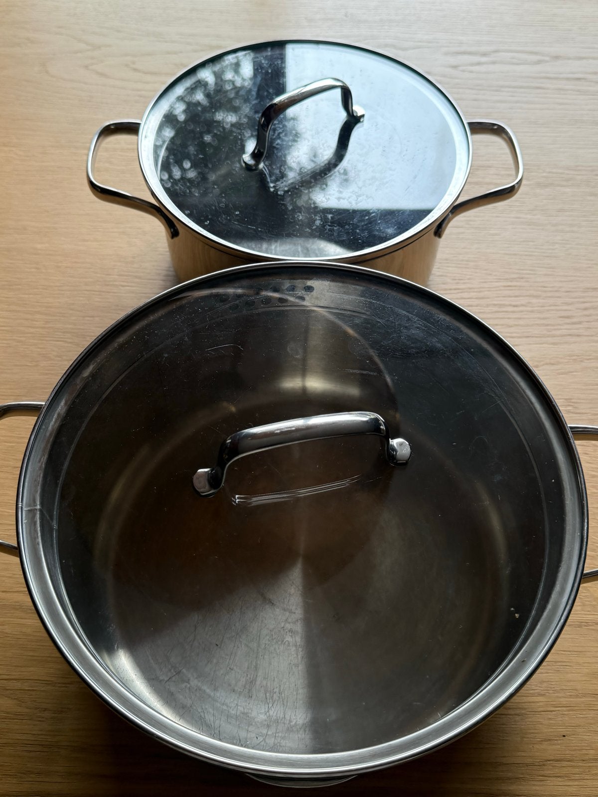 2 MasterChef pannen - RVS kookpannen met deksel, Huis en Inrichting, Keuken | Potten en Pannen, Kookpan of Snelkookpan, Gebruikt