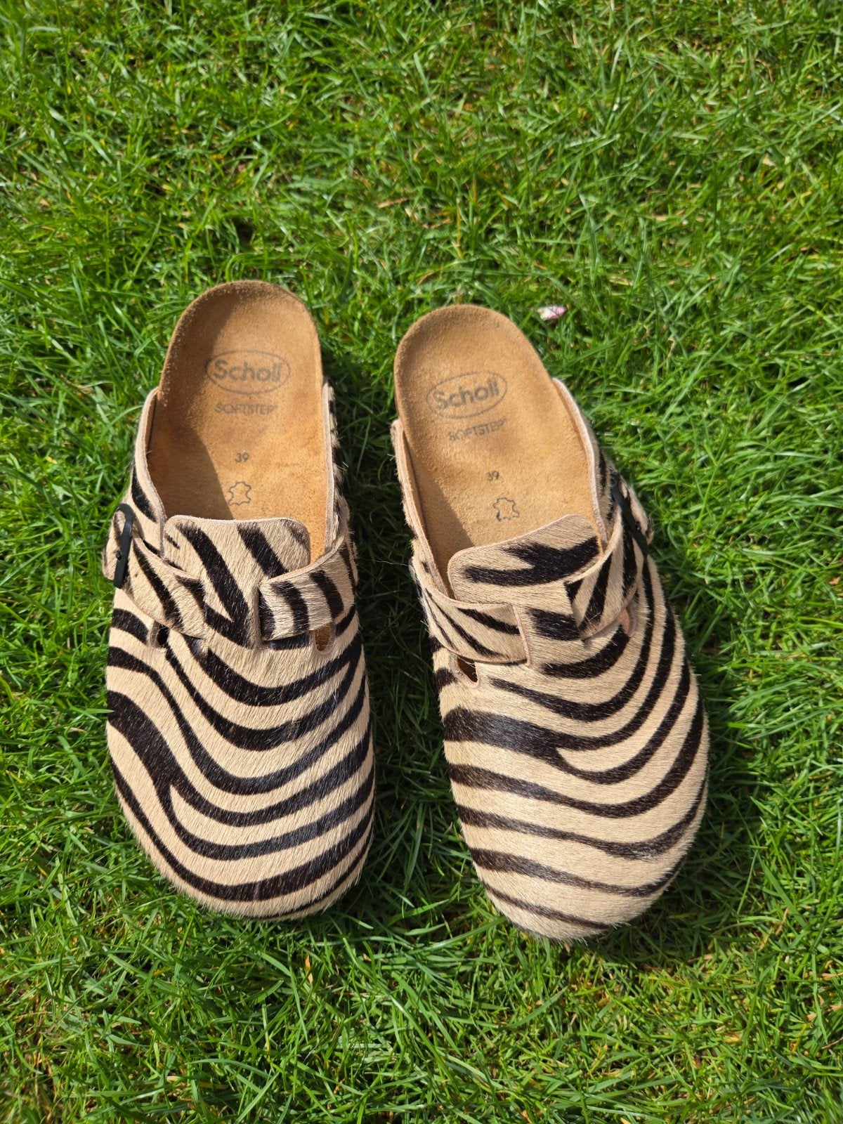 Muiltjes zebraprint merk Scholl maat 39 bruin beige ponyleer, Scholl, Overige kleuren, Zo goed als nieuw, Sandalen of Muiltjes