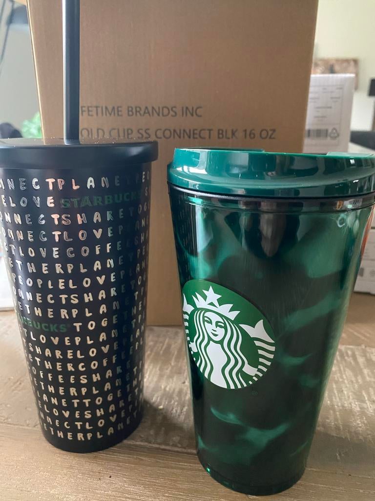 Starbucks Cold Cups - Zwart en Groen (2 stuks), Overige typen, Kunststof, Nieuw, Ophalen of Verzenden