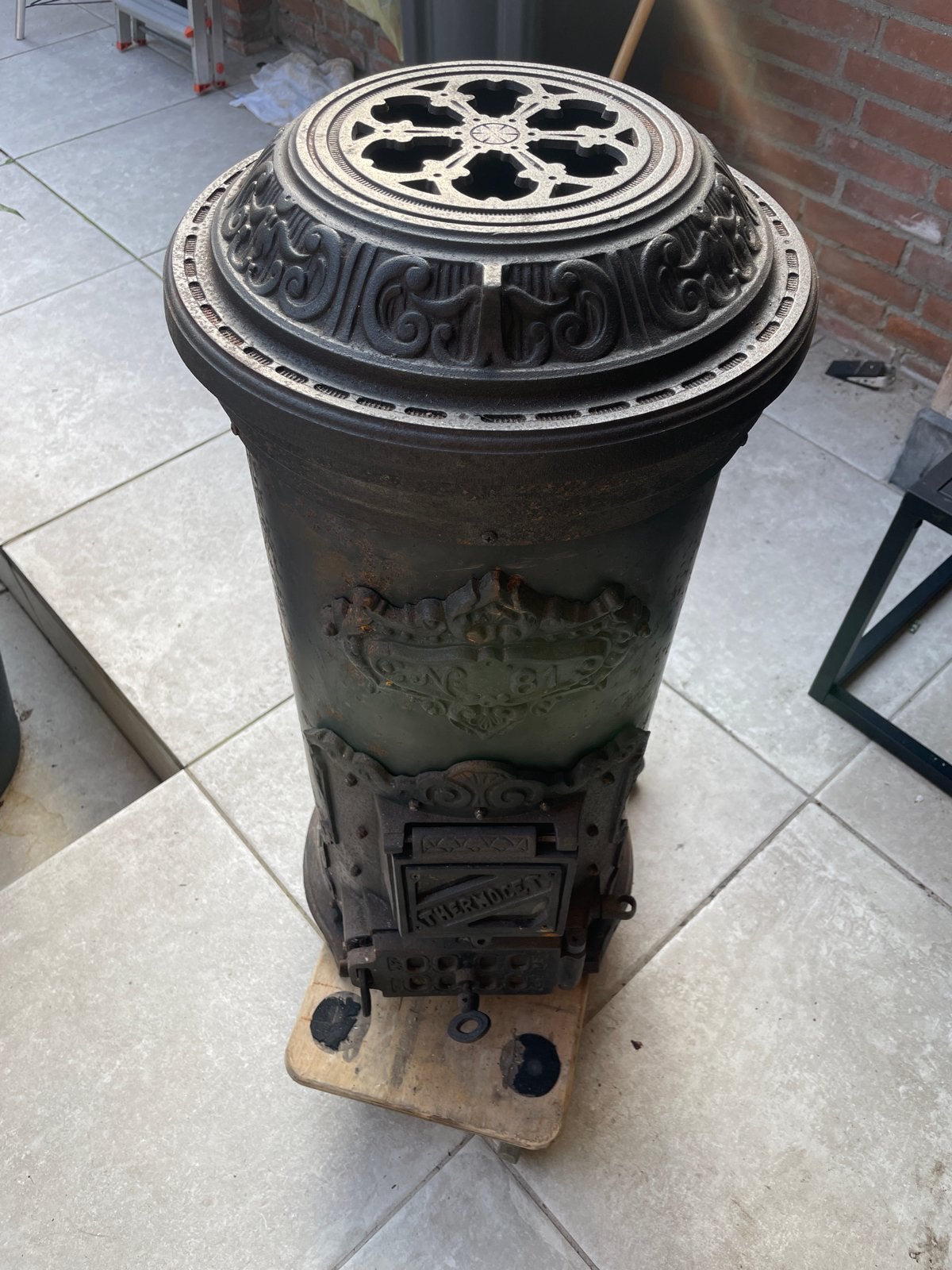 Vintage Kachel potkachel Antiek, Huis en Inrichting, Ophalen, Gebruikt, Overige brandstoffen, Vrijstaand
