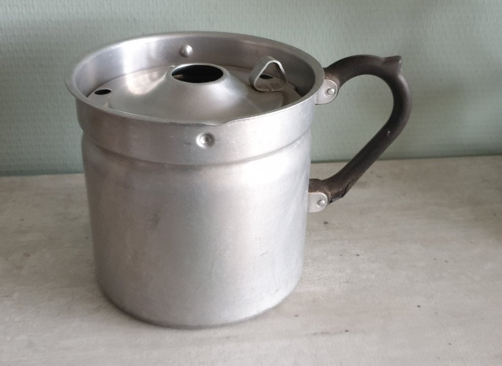 Ouderwetse aluminium melkkoker met deksel, Antiek en Kunst, Ophalen of Verzenden