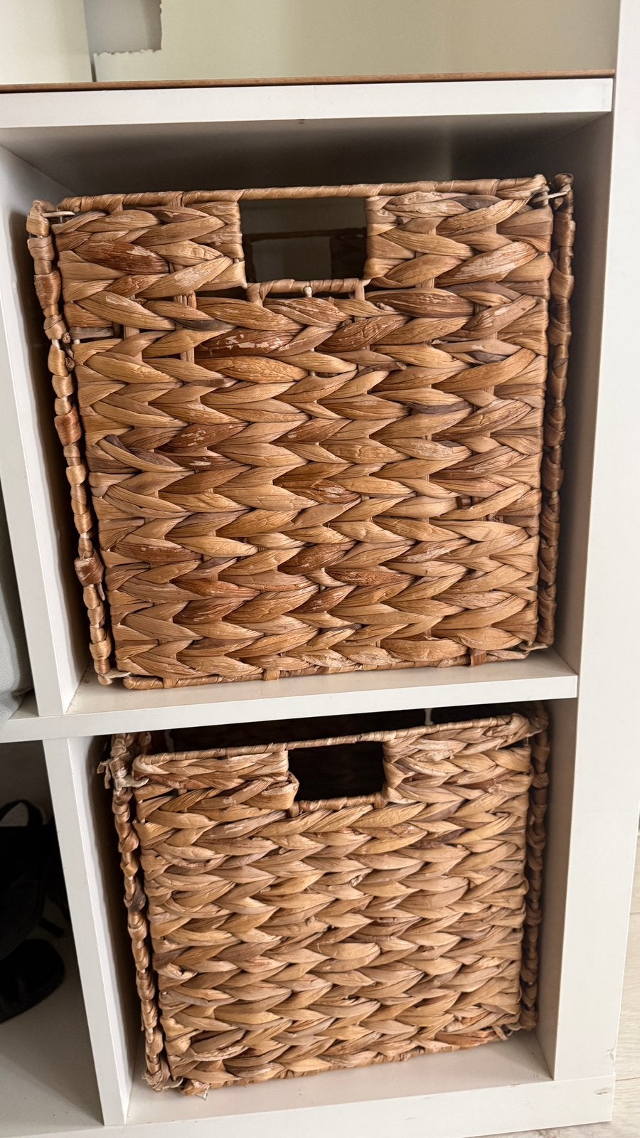 2 rieten manden voor de ikea kallax, Huis en Inrichting, Ophalen, Gebruikt, Mand, Riet