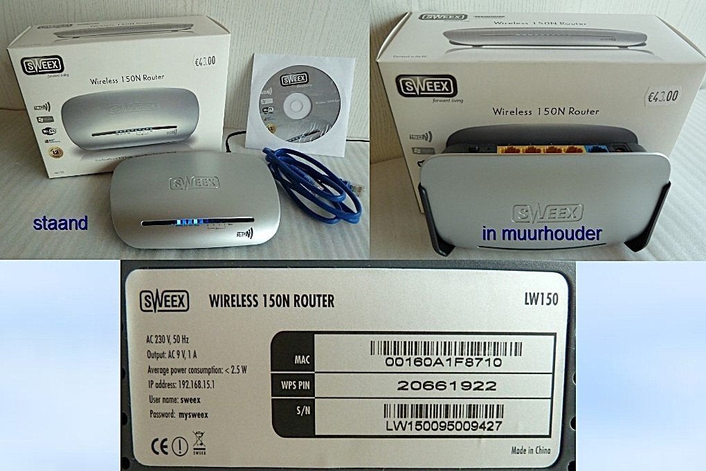 Sweex LW150 draadloze 150N router, Ophalen of Verzenden, Zo goed als nieuw, Router, Sweex