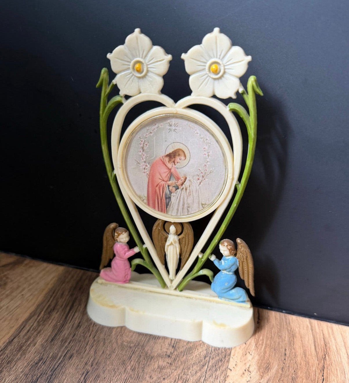 Vintage Religieus Beeldje met Engelen en Jezus, Ophalen of Verzenden