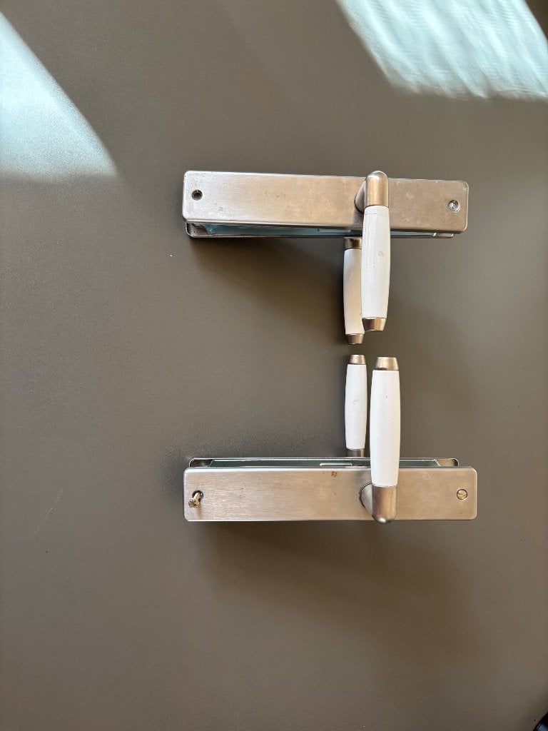 Retro deurklink wit met schild, Ophalen, Gebruikt