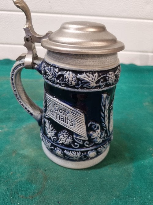 bierpul gott erhalts duits aardewerk tinnen deksel, Verzamelen, Glas en Borrelglaasjes, Ophalen of Verzenden, 'T Olde Gre-j, Info@toldegrej.nl