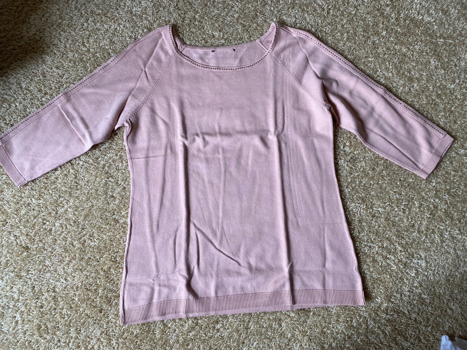 Morgan licht roze trui met strass en 3/4 mouw mt. L, Ophalen of Verzenden, Zo goed als nieuw, Maat 38/40 (M), Roze