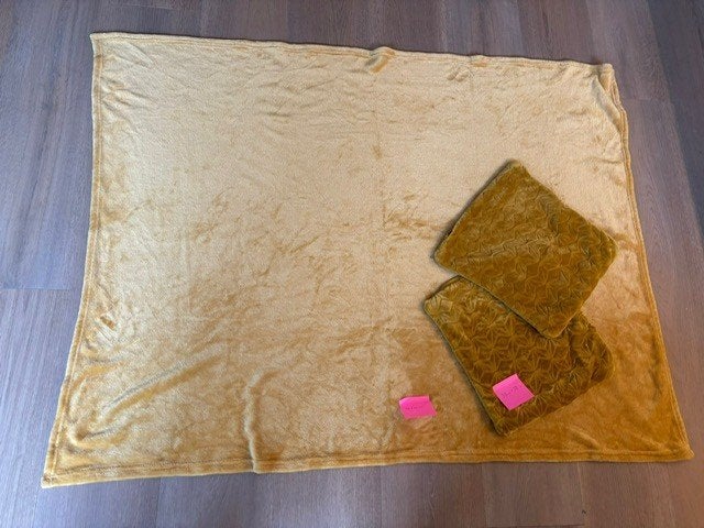 Gele plaid met bijpassende kussenslopen, Ophalen of Verzenden, Zo goed als nieuw, Geel