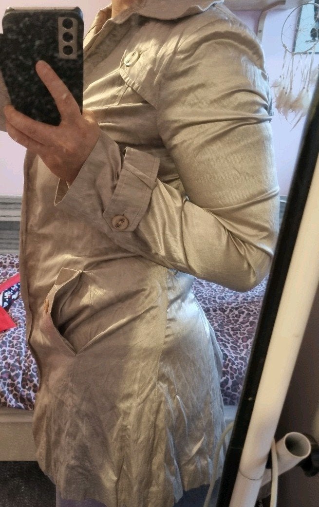 Stijlvolle metallic gouden zilver trenchcoat maat s 36 dames, Overige kleuren, Nieuw, Ophalen of Verzenden, Maat 36 (S)