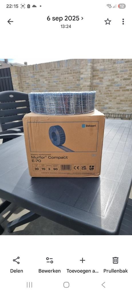 Bekaert Murfor Compact E-70 Metselwerk wapening, Ophalen of Verzenden, Nieuw, Minder dan 50 mm, Overige typen