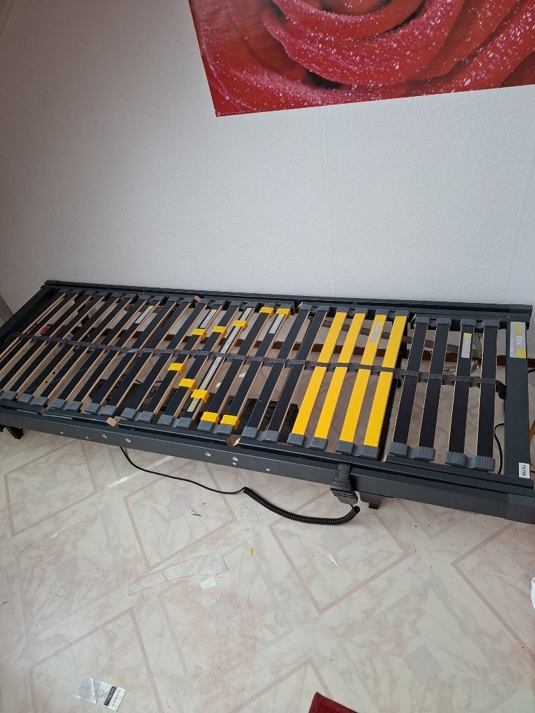 2 elektrische lattenbodems met onderstel, Ophalen, Zwart, 190 cm of minder, Metaal
