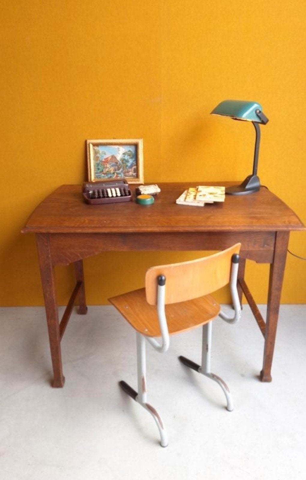 Vintage eiken tafeltje, tafel, bureau, eettafel, werkplek, Gebruikt, Hout, Ophalen of Verzenden, Nvt