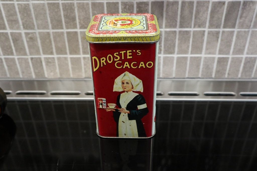 2 Droste decoratieve blikken, Verzamelen, Blikken, Ophalen of Verzenden, Gebruikt, Overige, Droste