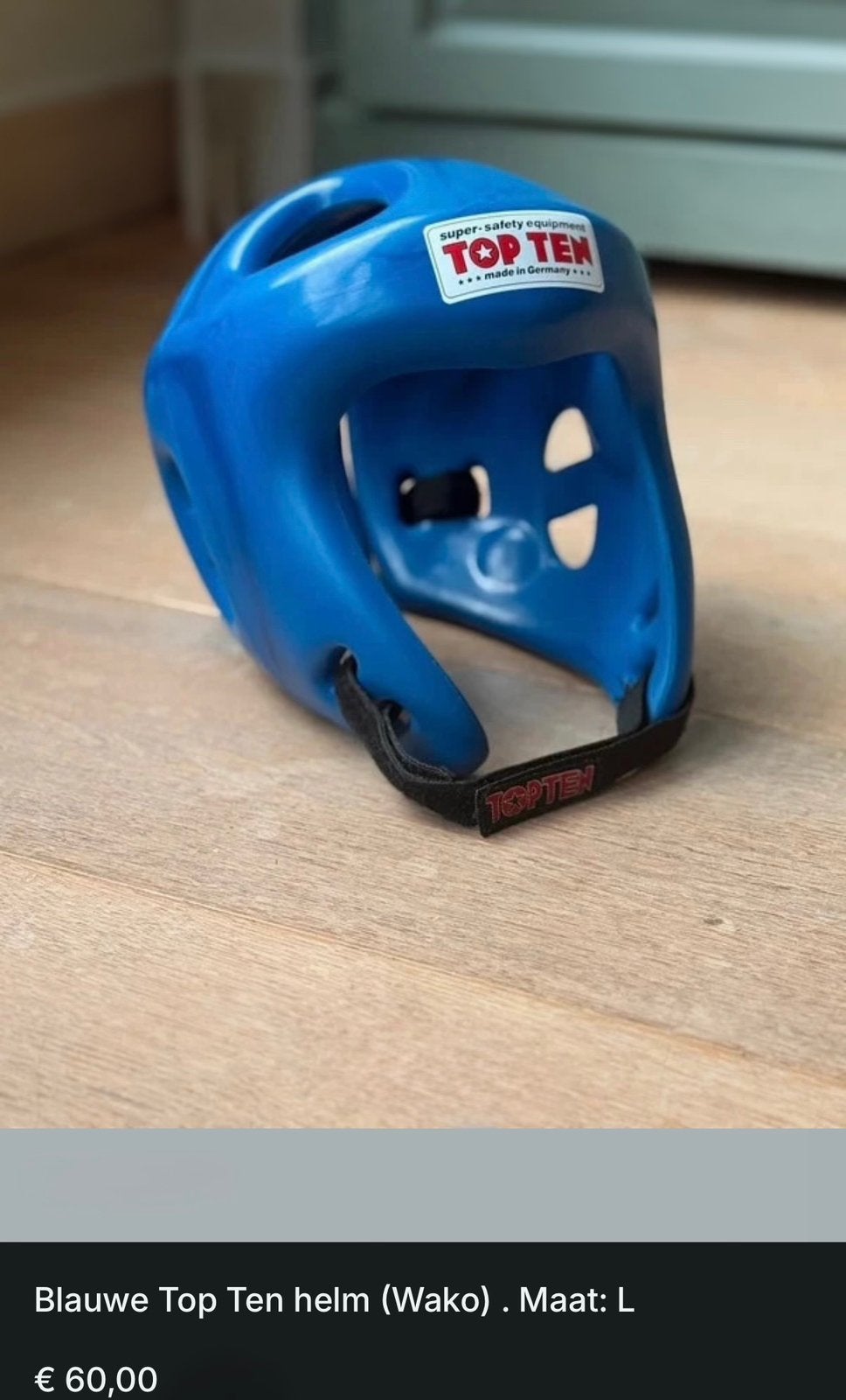 Blauwe Top Ten helm (Wako) . Maat: L, Ophalen, Taekwondo, Vechtsportbescherming, Maat L