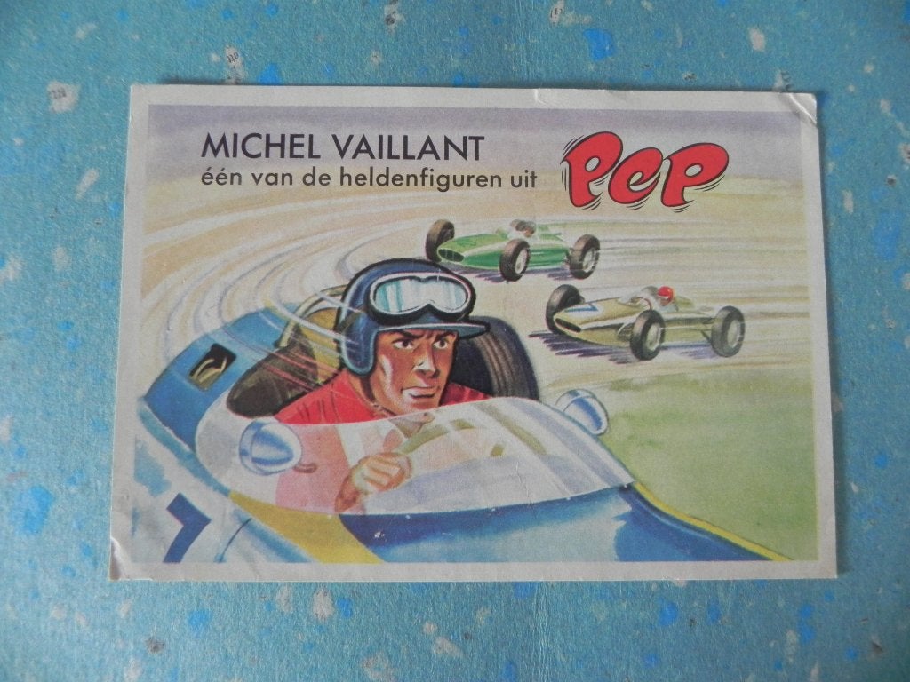 PEP Verjaardagskaart Michel Vaillant 1964, Gelezen, Ophalen of Verzenden, Pep, Eén stripboek