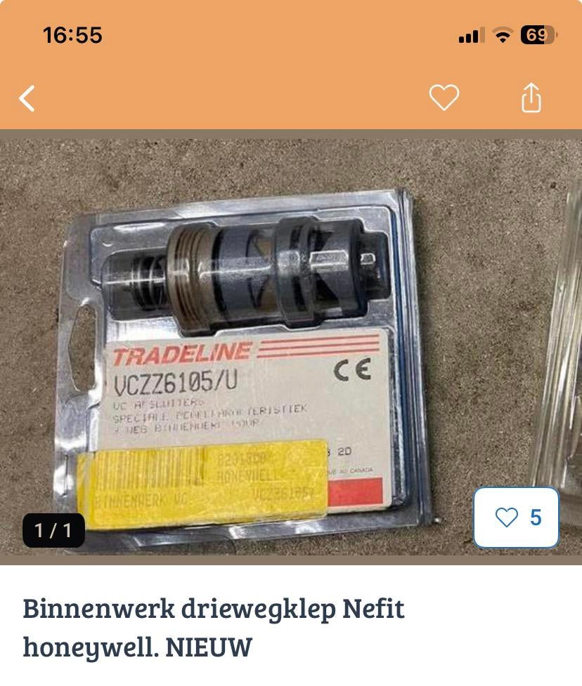 Binnenwerk 3wegklep  nieuw, Ophalen of Verzenden, Zo goed als nieuw