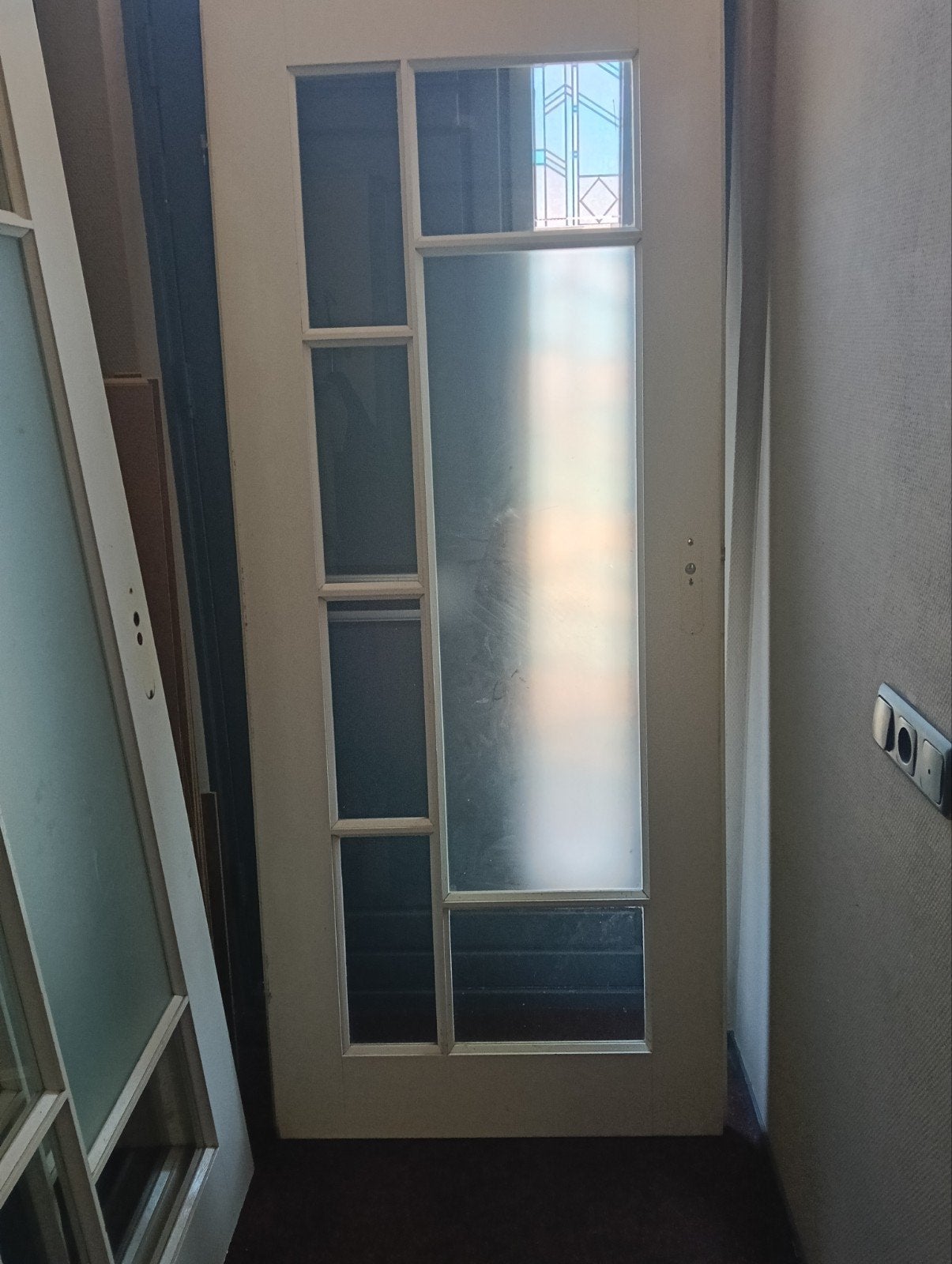 3 Rechtsdraaiende binnenndeuren met glas, 202x85 cm, Doe-het-zelf en Verbouw, Ophalen, Gebruikt, 80 tot 100 cm, Buitendeur