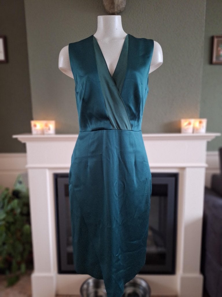 Reiss schitterend diep groene jurk zijden glans 38, Kleding | Dames, Jurken, Maat 38/40 (M), Reiss, Verzenden, Zo goed als nieuw