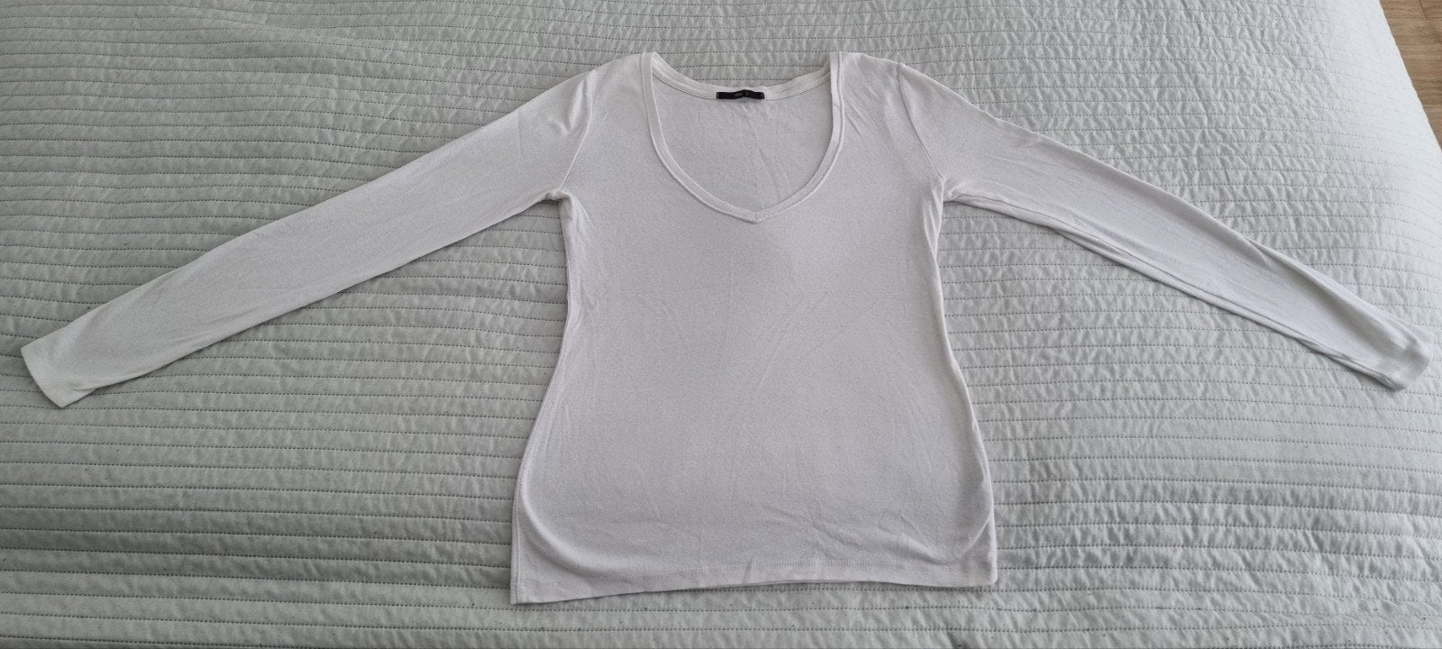Basic longsleeve hema maat s wit truien trui tshirt t-shirt, Verzenden, Wit, Zo goed als nieuw, Maat 36 (S)