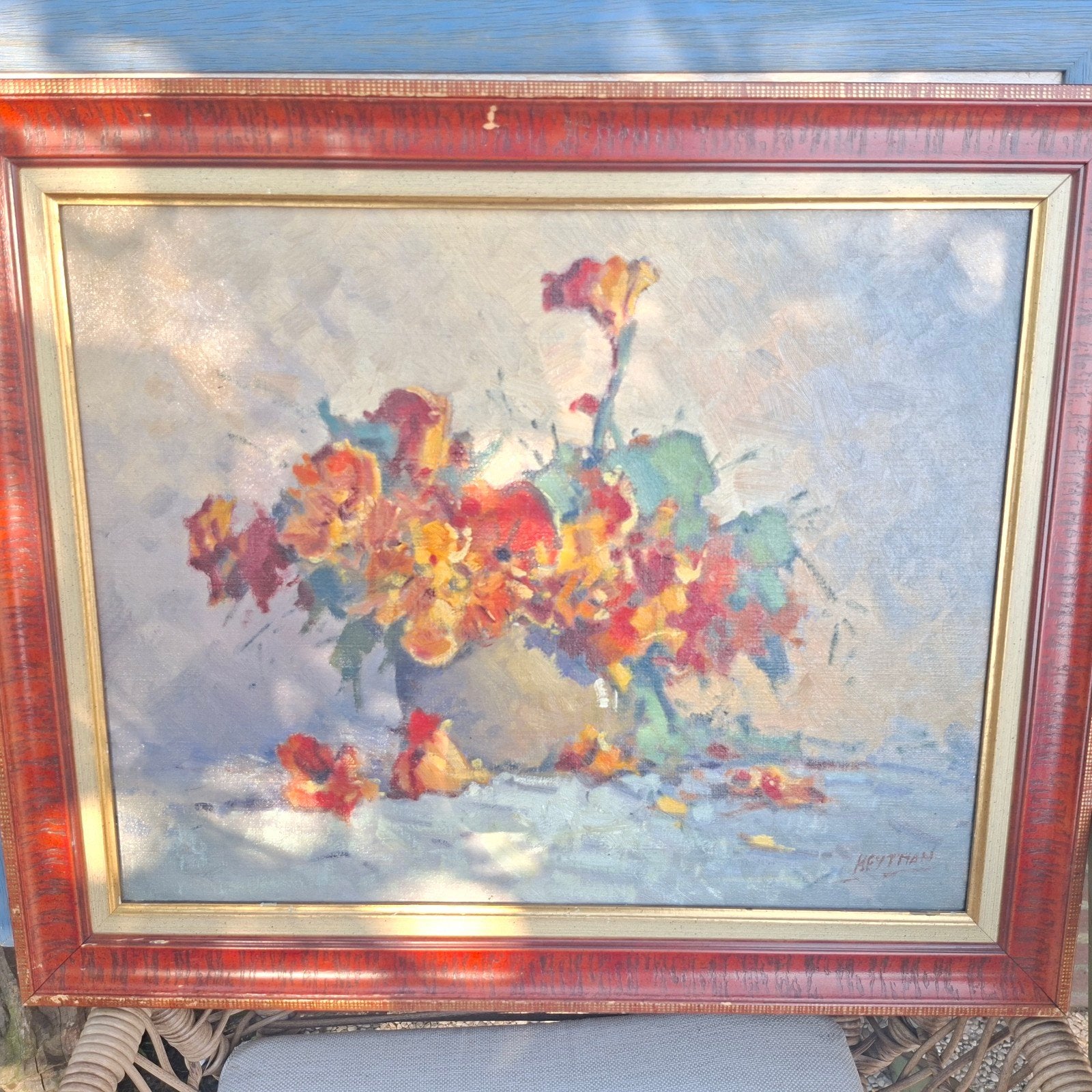 Bloemen in pot door Willem Heytman, Bloemen, Acrylverf, Doek, Ophalen of Verzenden