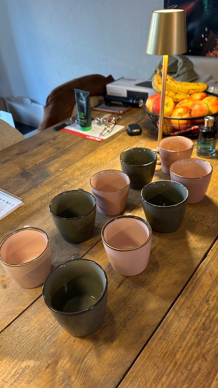 Koffie kopjes 5 roze 4 zwarte, Ophalen, Nieuw, Aardewerk