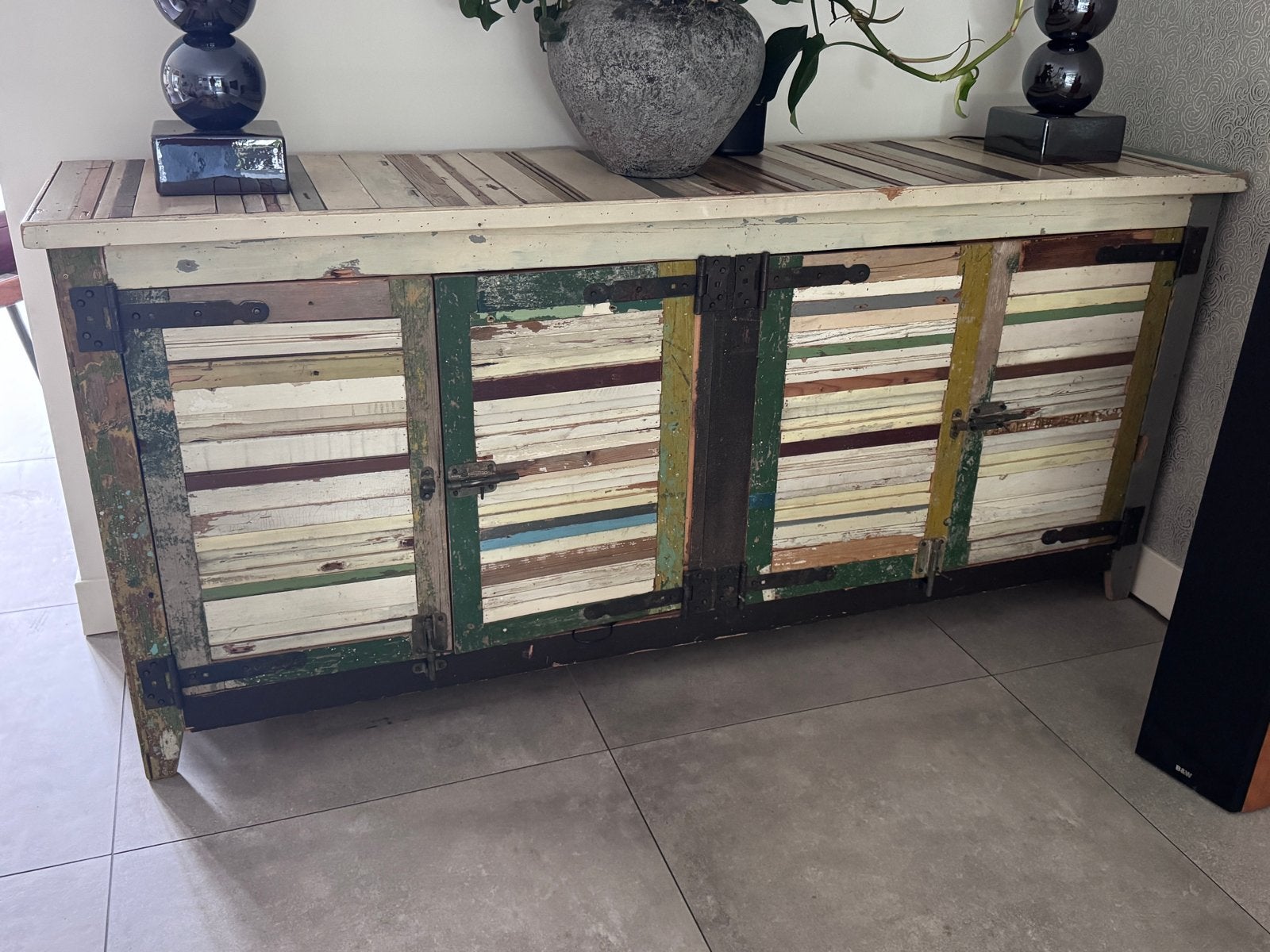 Unieke kast van sloophout - 207x49x94 cm, Ophalen, Gebruikt, 200 cm of meer, 25 tot 50 cm