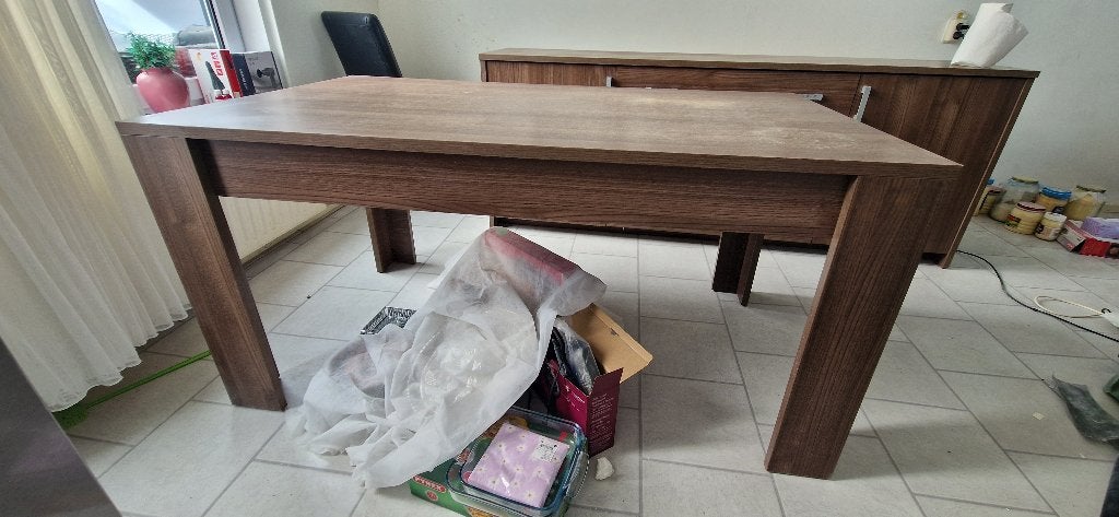 GRATIS stevige fineer eikenhout tafel, Ophalen, Gebruikt, Eikenhout, 50 tot 100 cm