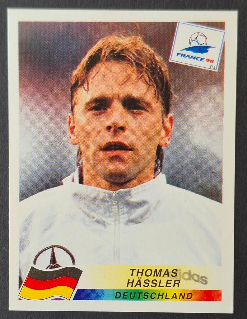 Panini sticker Thomas Haßler - Duitsland, WK 98, Ophalen of Verzenden, Zo goed als nieuw, Sticker