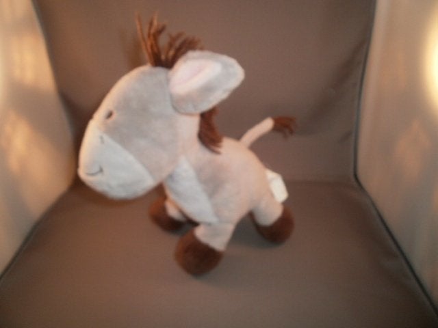 happy horse ezel/paard bruin/grijs roze oren 20 cm Van, Kinderen en Baby's, Speelgoed | Knuffels en Pluche, Overige karakters