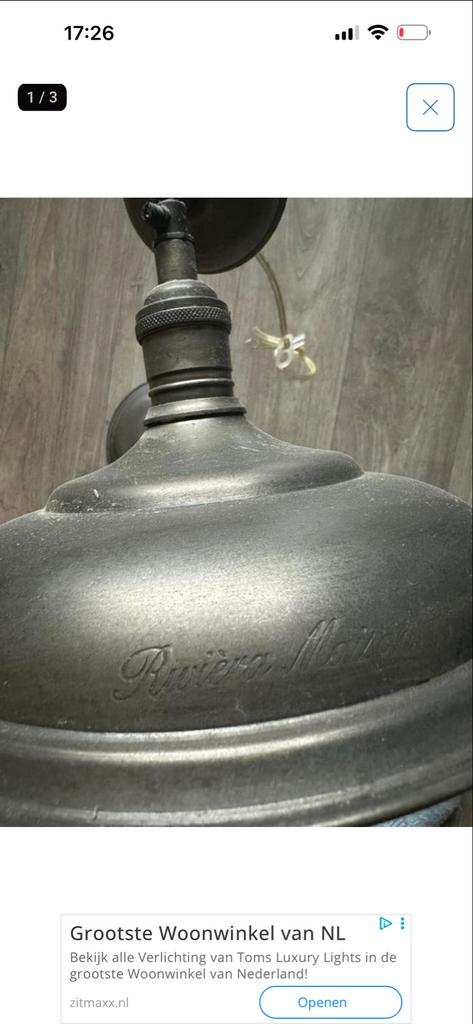 2 Rivièra Maison lampen - Plafondlampen/Wandlampen, Ophalen of Verzenden, Zo goed als nieuw