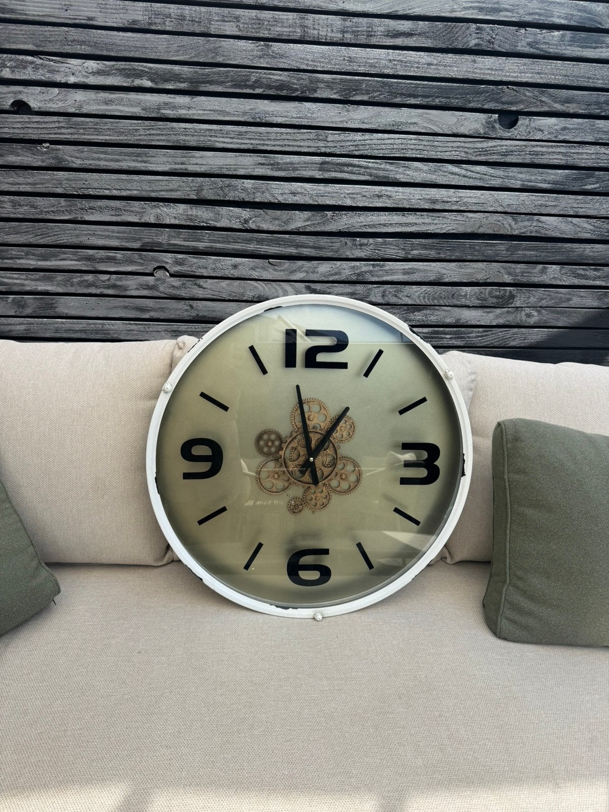 Wandklok 60cm - met draaiende tandwielen, Huis en Inrichting, Woonaccessoires | Klokken, Ophalen, Zo goed als nieuw, Wandklok