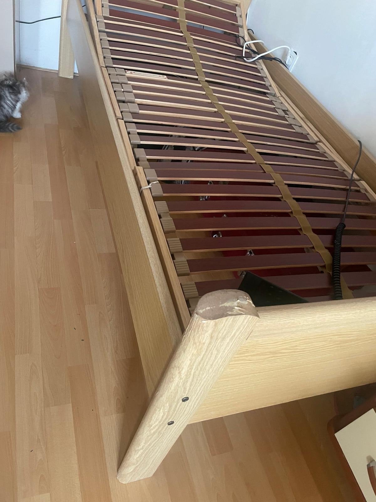 Eenpersoonsbed met verstelbare lattenbodem (90x200 cm), Ophalen, 90 cm, 200 cm, Hout
