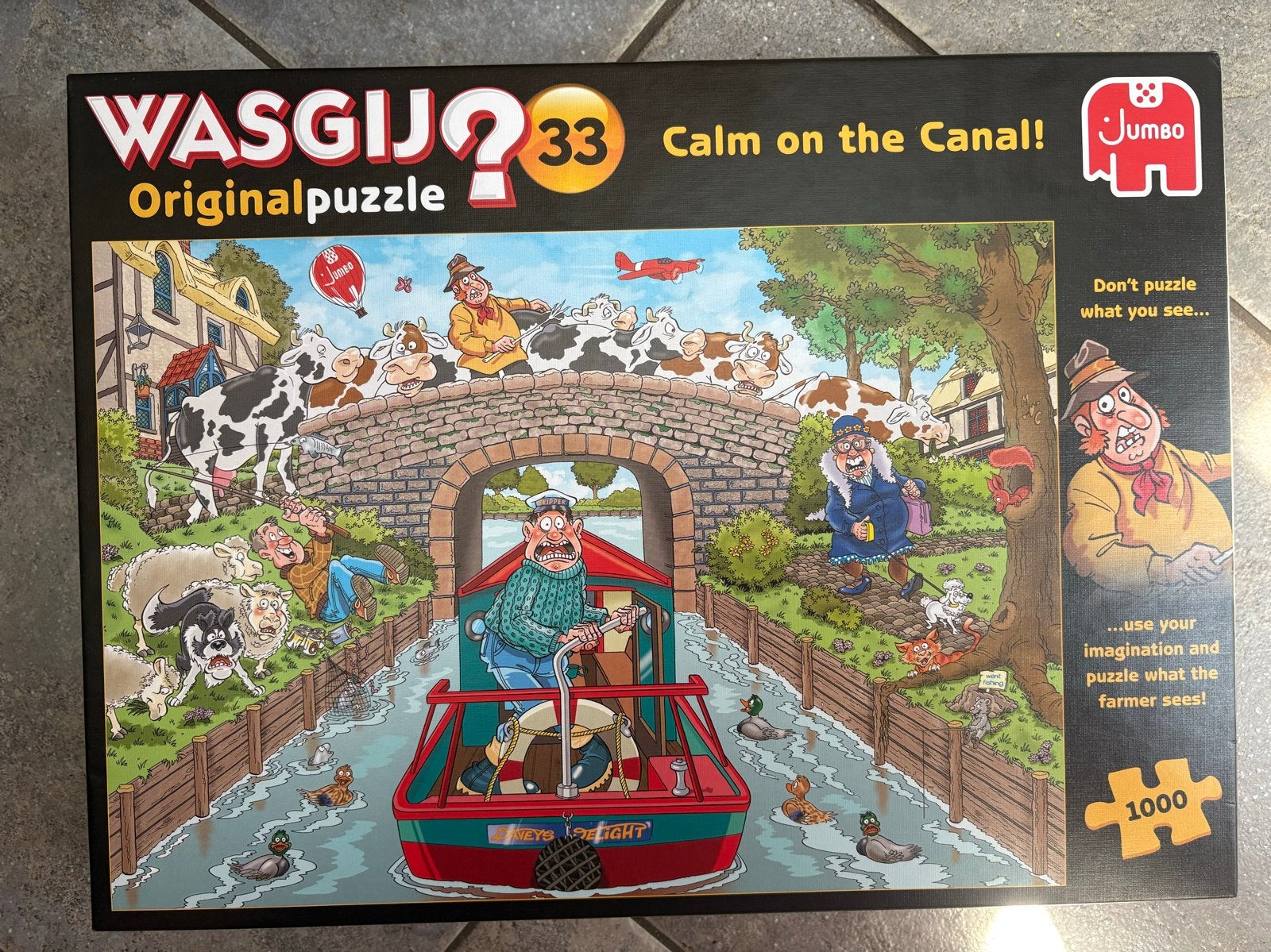WASGIJ? Original Puzzel 33: Calm on the Canal! 1000 stukjes, Ophalen of Verzenden, 500 t/m 1500 stukjes, Zo goed als nieuw, Legpuzzel
